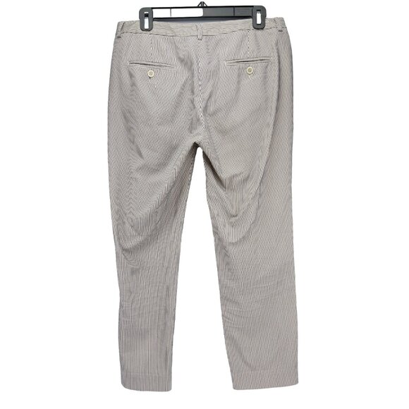 MAXMARA Slim Pinstripes Cigarette Cotton Stretch Sailor chic Navy/Ivory Pants 8 - Picture 4 of 14